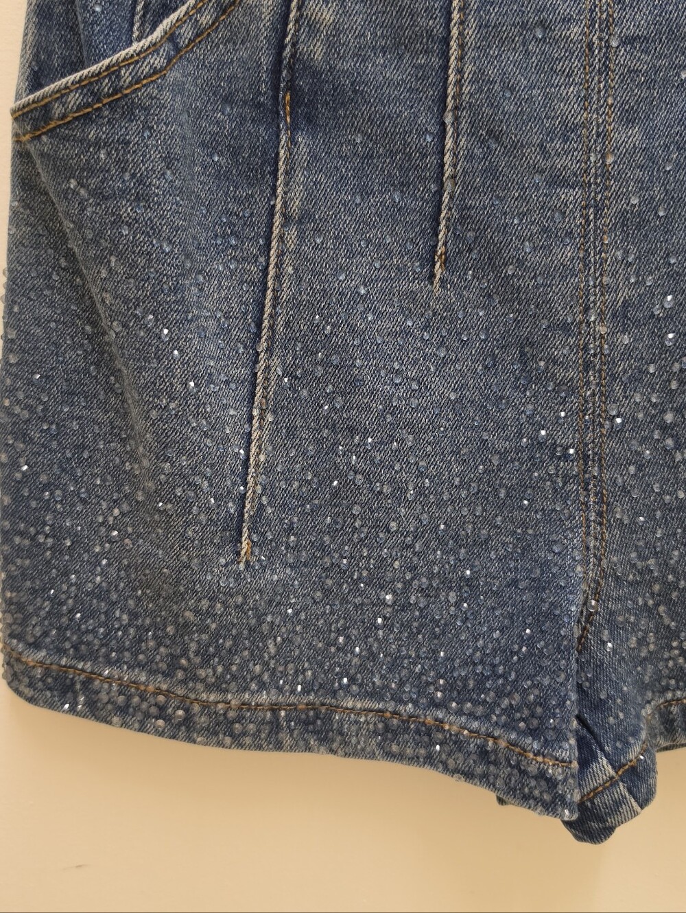 Denim Romper with Rhinestones - Picture 6 of 6